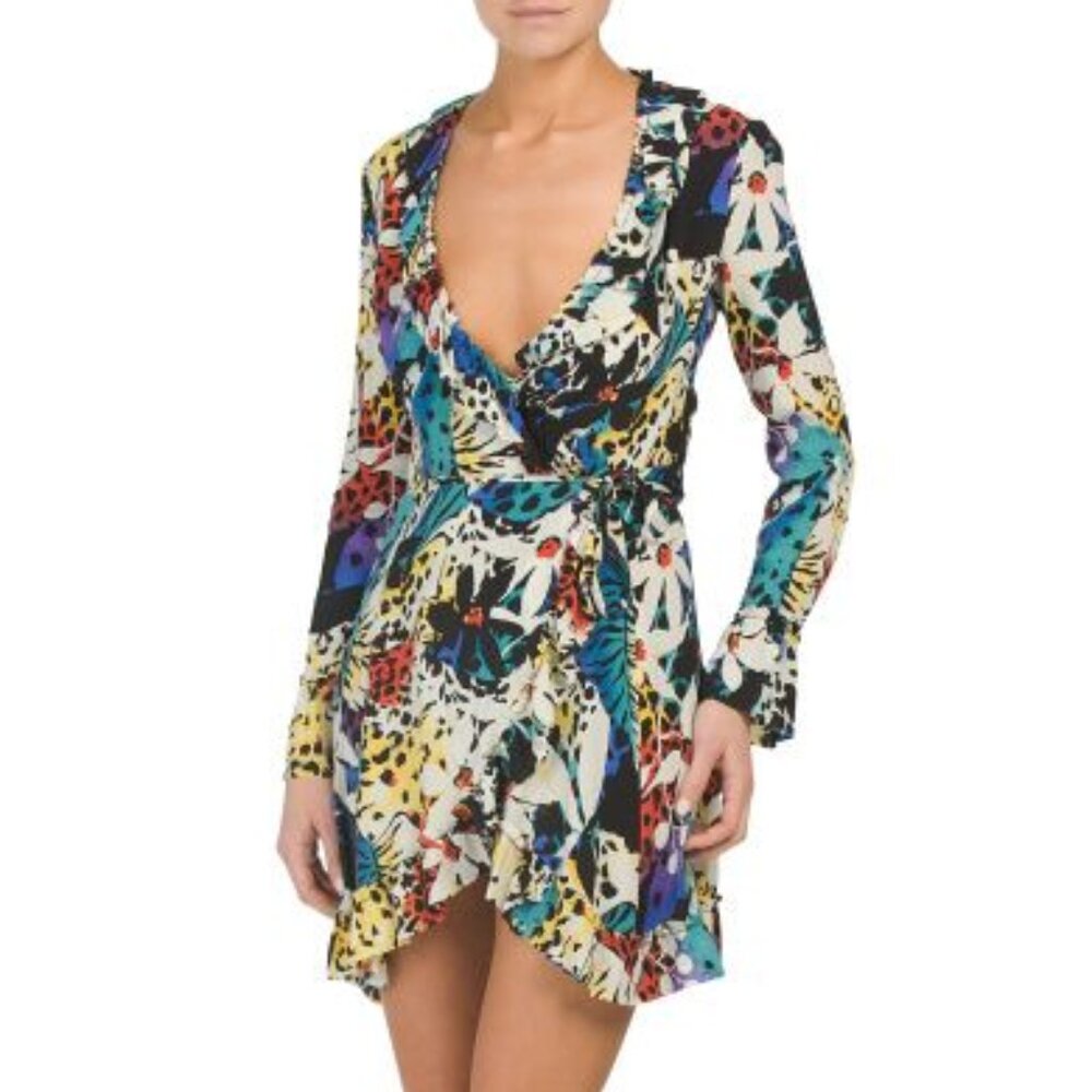 the kooples summer in honolulu floral print ruffle wrap dress